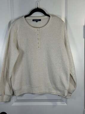 Ocean Drive Cream Henley Sweatshirt Size S